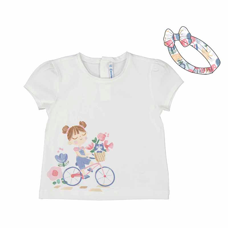 Camiseta m/c con diadema 1044 blanco y short colorete 603