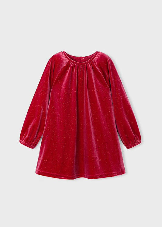Vestido terciopelo brillo 4923 rojo