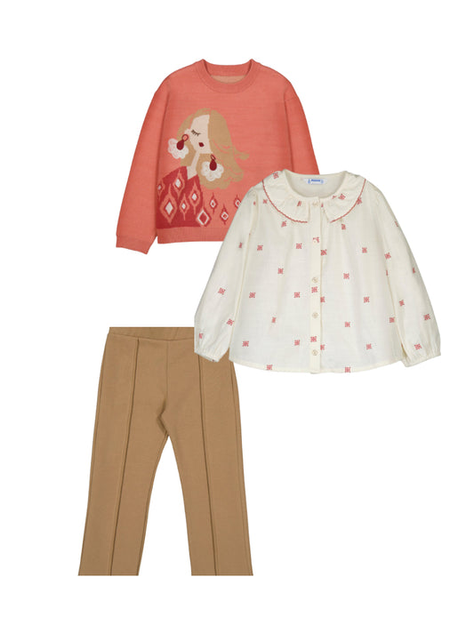 Jersey jacquart 4303 sienna,pantalon 4714 camel, blusa 4132 tandoo