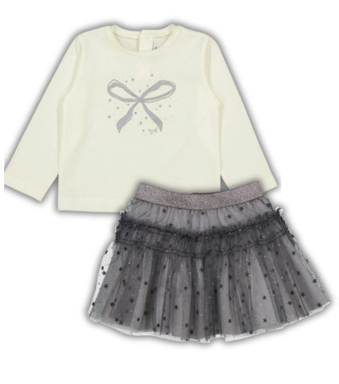 Camiseta basica 116 nata falda 2901 plomo y chaleco 2359 perla
