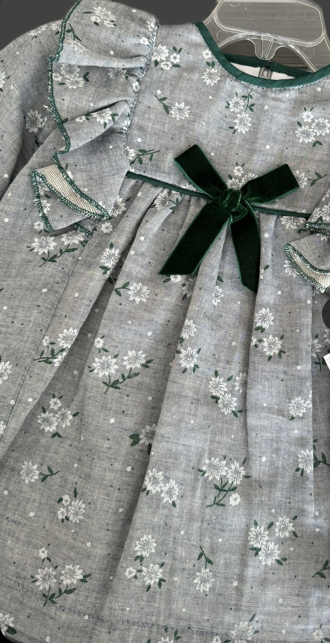 Vestido flores verde terciopelo 1193