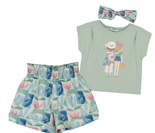 Camiseta 3009 jade con banda + short 3203