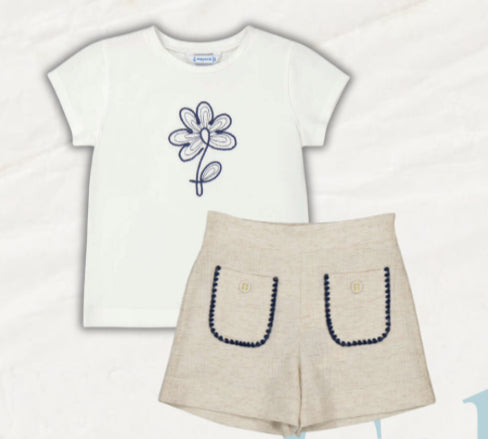 Conj.Camiseta 174 crudo y short 3219 lino