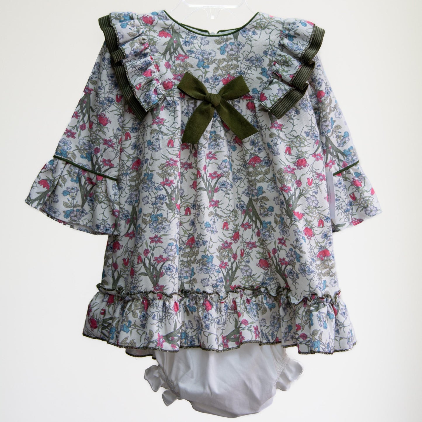 Vestido flores verde y tinto micuquet