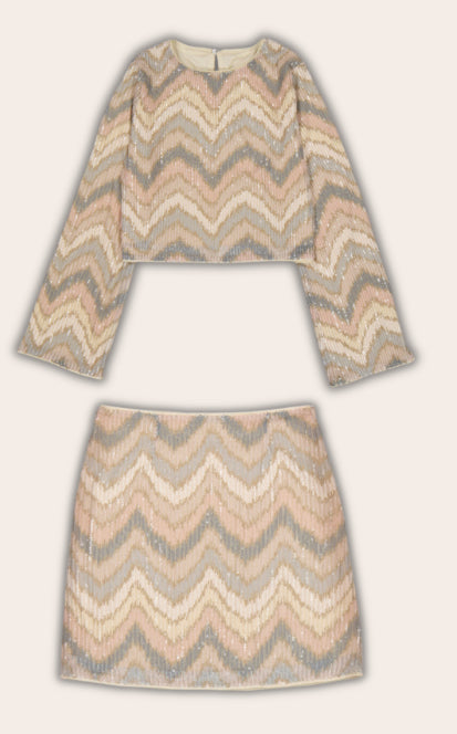 Top y falda lentejuelas 7031 7903 nude