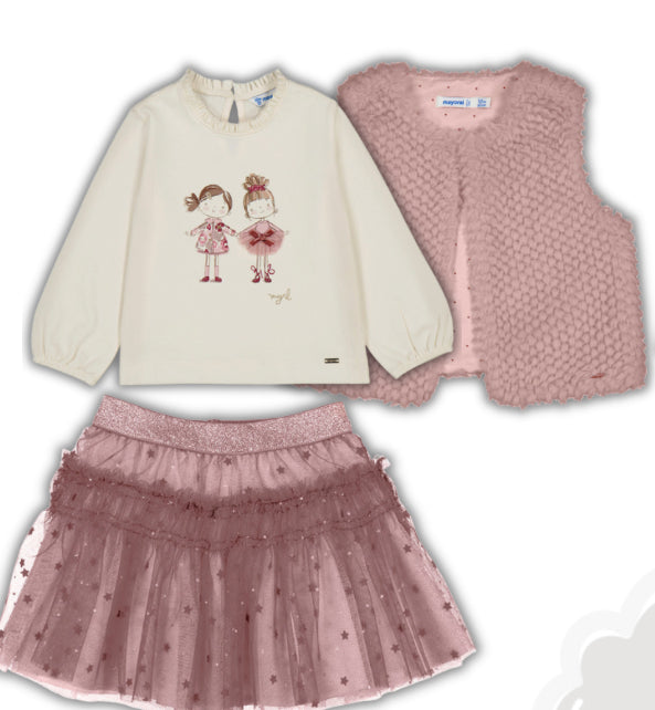 Conj. Chaleco pelo 2359 cuarzo falda 2901 cuarzo playera 2075 cuarzo