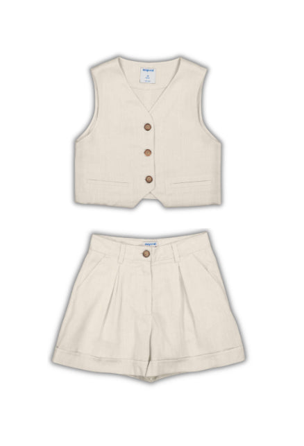 Conj.Chaleco 6355 arena y short 6201 arena