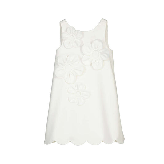 Vestido crepe flores 3d 5055 nata