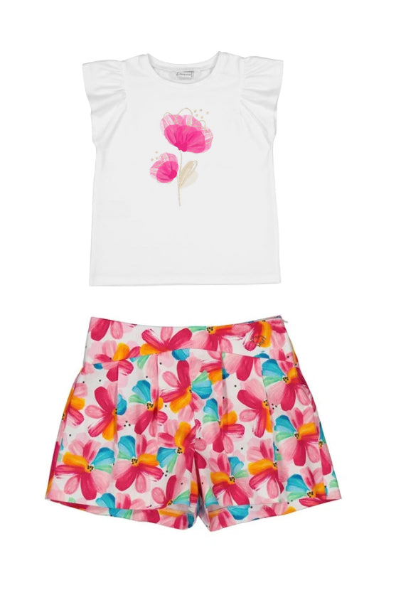 Set de Falda pantalon 3905 magenta y playera 3002 blanco