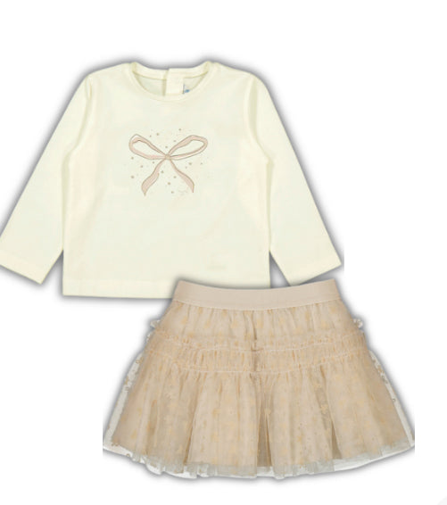 Camiseta basica 116 macchiato y falda 2901 almendra