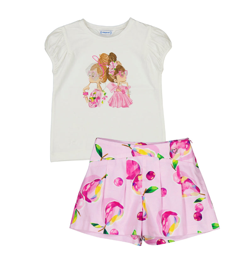 Set Camiseta 3003 bco orquid y 3905  short malva