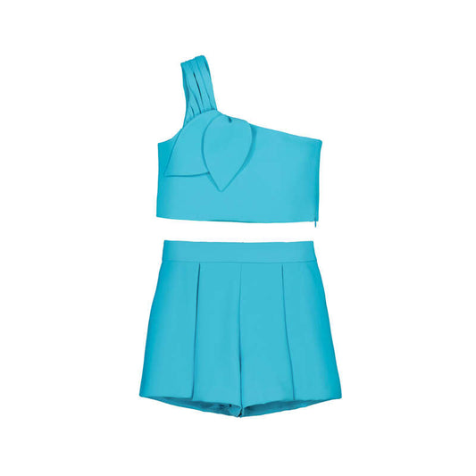 Conj. bermuda crepe 5210 turquesa