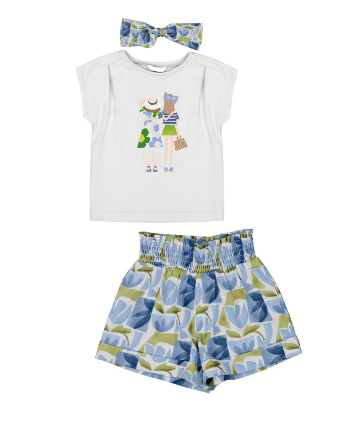 Camiseta 3009 blanco añil short 3203
