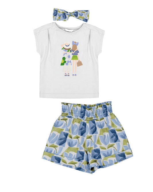 Camiseta 3009 blanco añil short 3203