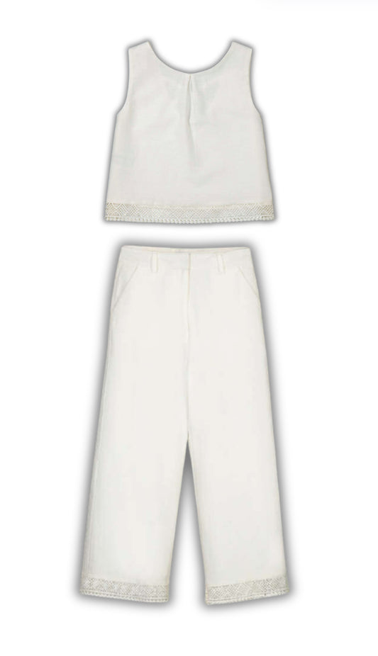 Conjunto.Blusa 6157 crudo y pantalón 6545 crudo
