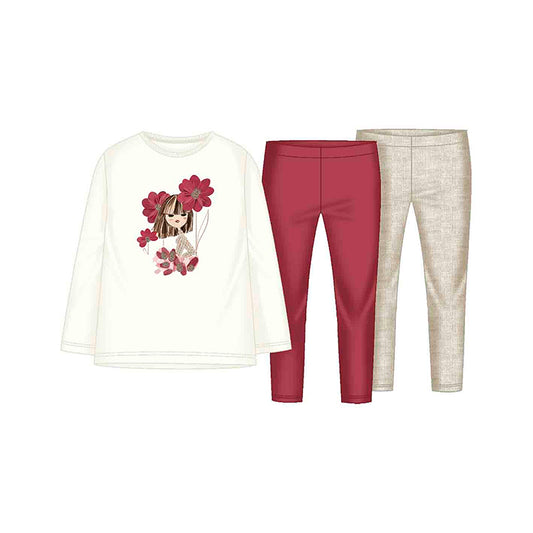 Conj. leggings 2 pantalones 4724 cereza
