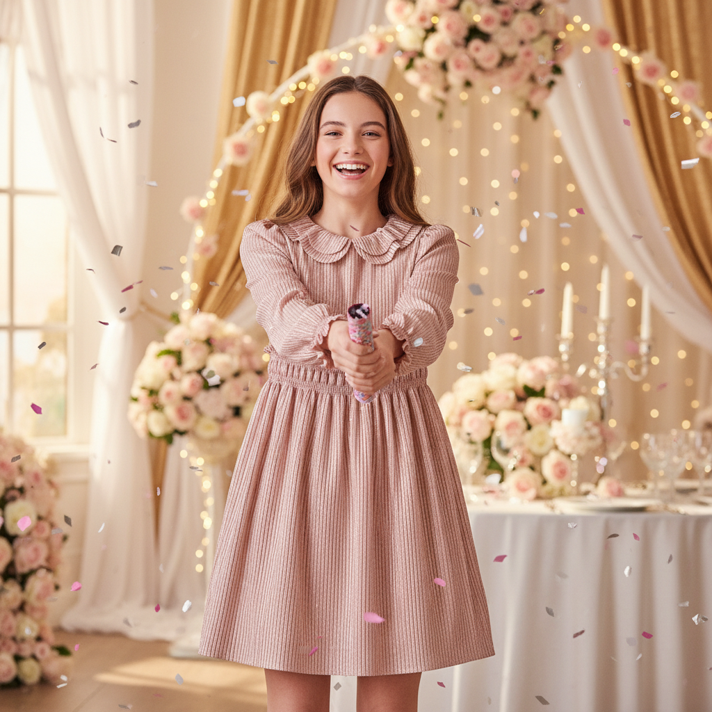 Vestido punto plisado 5530 petalo