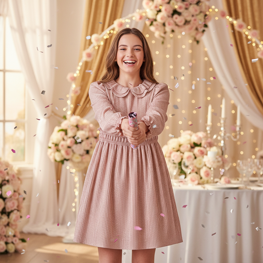 Vestido punto plisado 5530 petalo