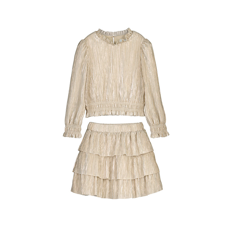 Conj. falda punto plisado 5541 avena