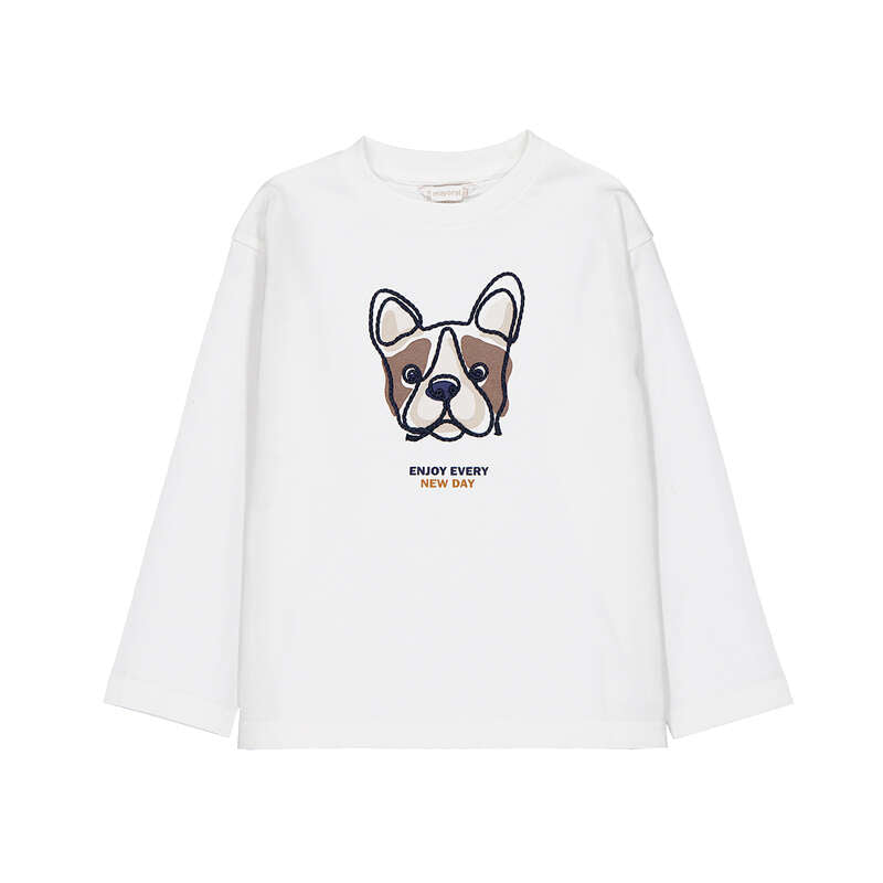 Camiseta m/l bordado 4022 nata