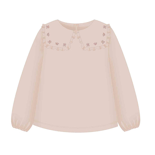 Blusa punto cuello volantes 4134 pastel