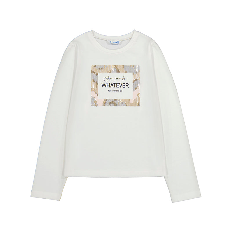 Camiseta m/l bordada 7018 Nata nude