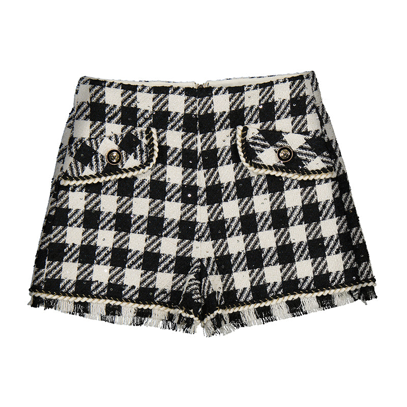 Blusa gasa cuello bordado 5612 crema y short 5716 negro
