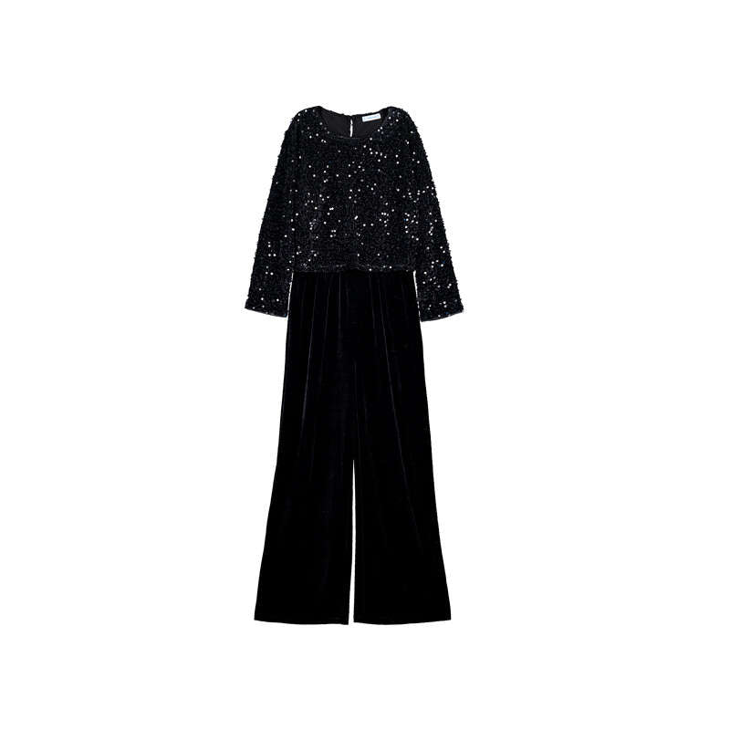 Mono terciopelo lentejuelas 7858  negro