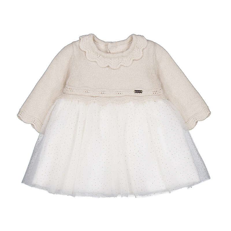 Vestido tricot y tul 2809 Champagne