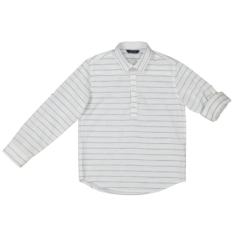 Camisa lino 6143 bco azur