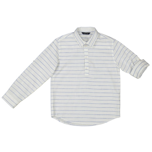 Camisa lino 6143 bco azur