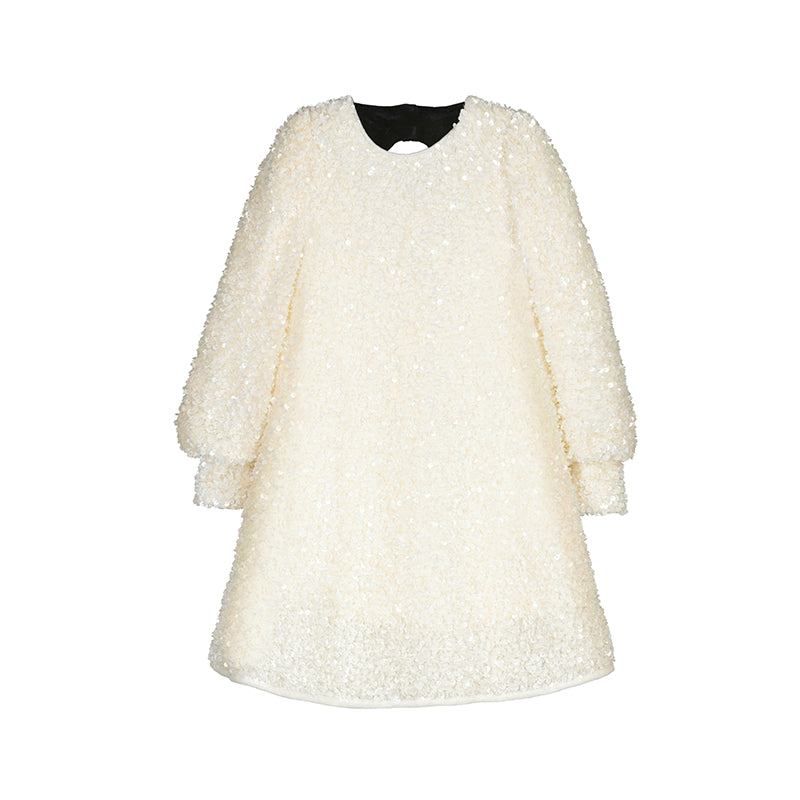 Vestido lentejuelas terciopelo 5525 crema