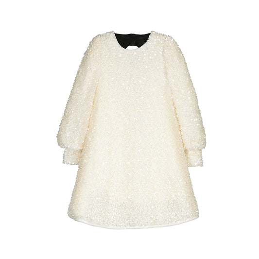 Vestido lentejuelas terciopelo 5525 crema