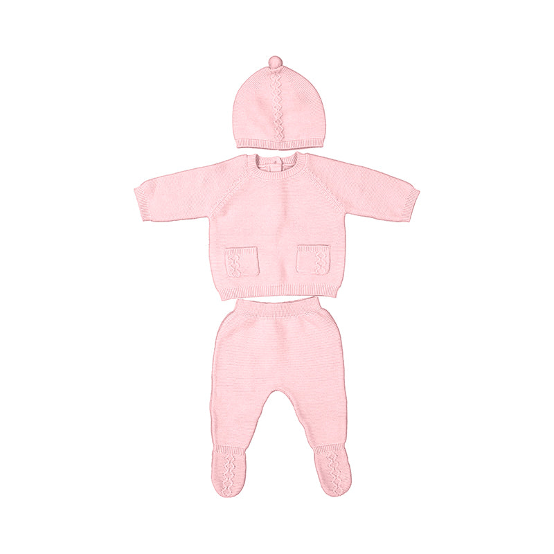 Conj. polaina y gorro tricot 2564 Cuarzo