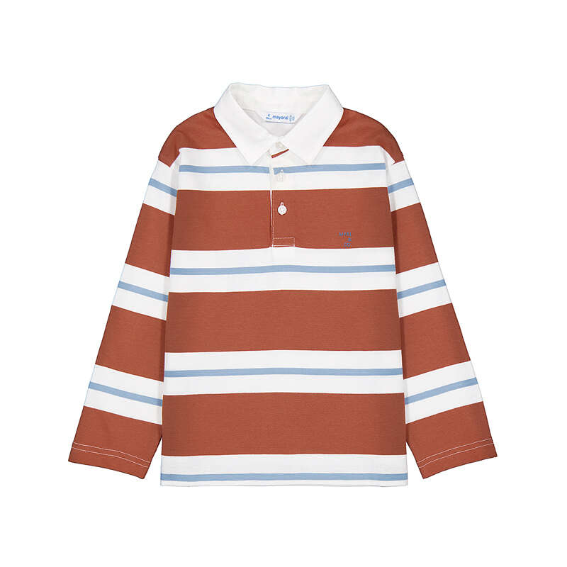 Polo m/l rayas 4141 teja