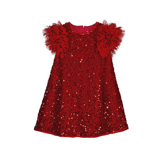 Vestido lentejuelas terciopelo 5529 rojo