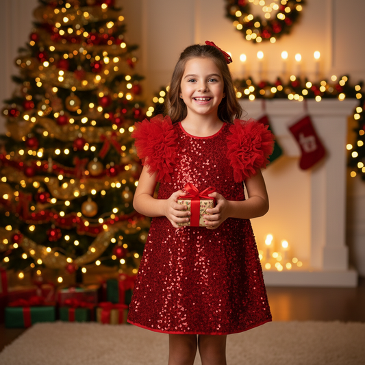 Vestido lentejuelas terciopelo 5529 rojo