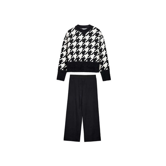 Conj. pantalon tricot jacquard 7532 negra
