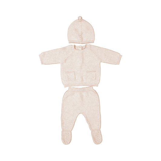 Conj. polaina y gorro tricot 2564 Milk vig