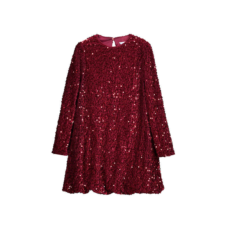 Vestido terciopelo lentejuelas 7903 granate