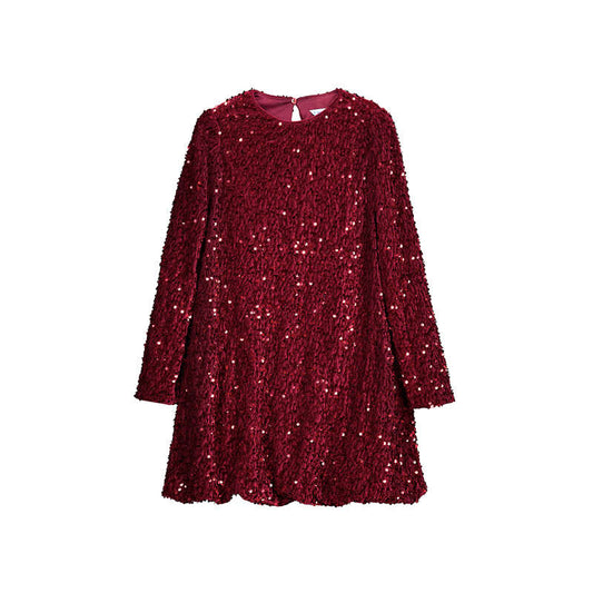 Vestido terciopelo lentejuelas 7903 granate