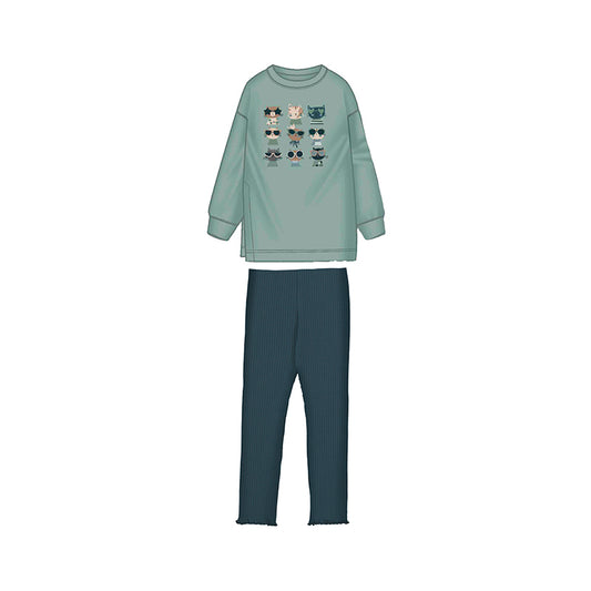 Conj. pullover leggings canele 4722 petroleo