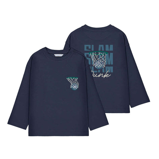 Camiseta m/l back print 4006 azul
