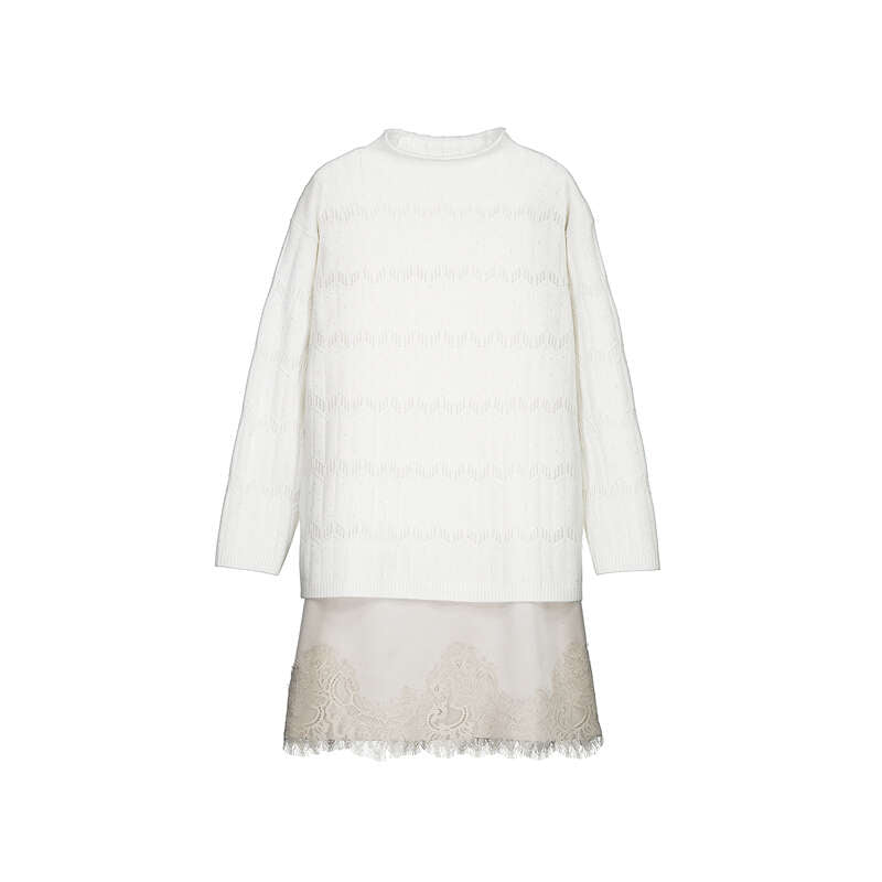 Vestido tricot encaje 7939 crema