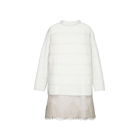Vestido tricot encaje 7939 crema