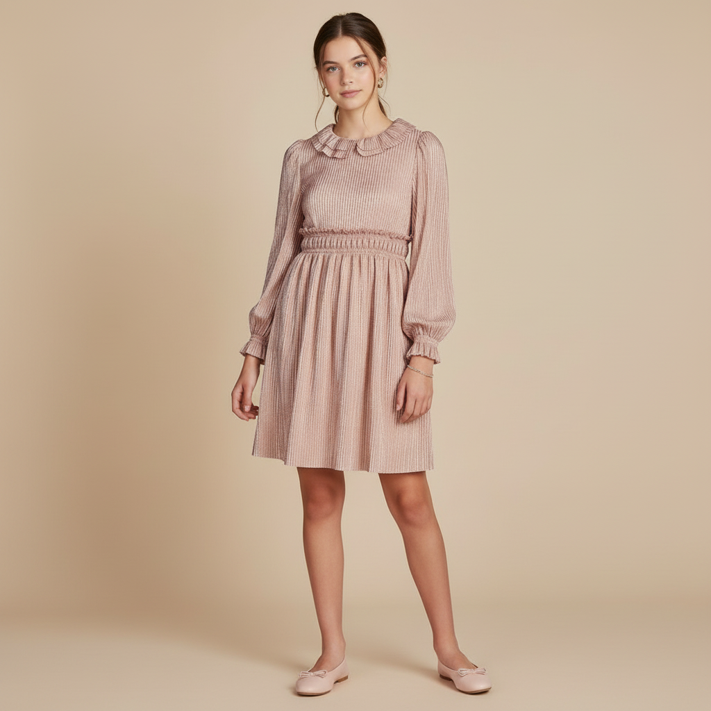 Vestido punto plisado 5530 petalo