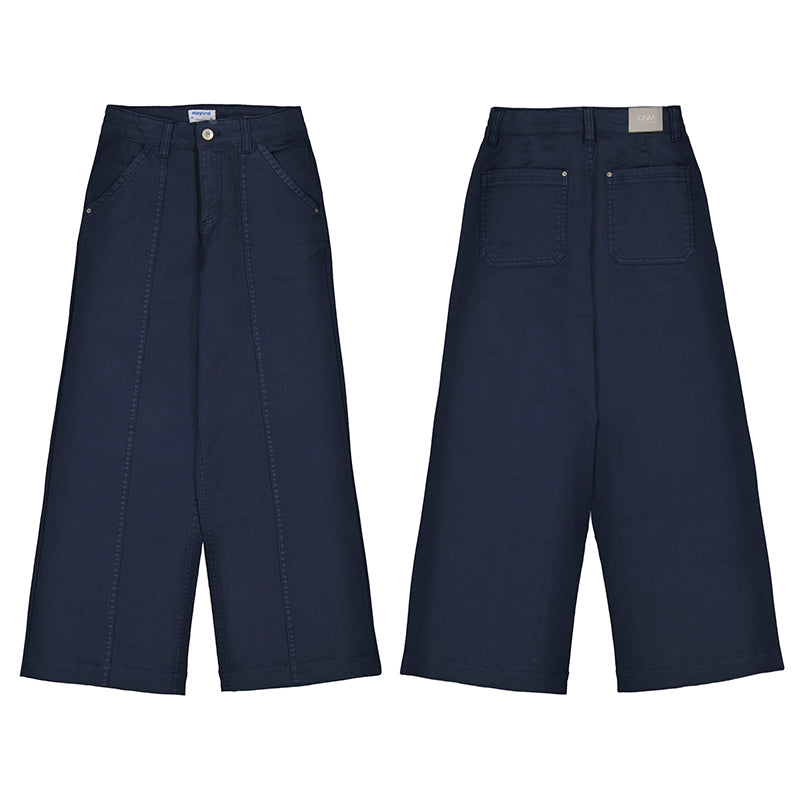 pantalon largo sarga wide leg 7580 petroleo