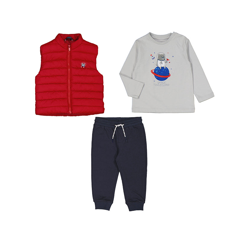 Conj chaleco pantalon  y camiseta 2695 rojo