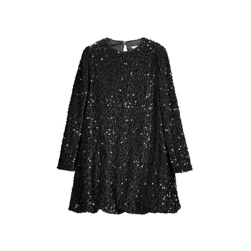 Vestido terciopelo lentejuelas 7903 negro