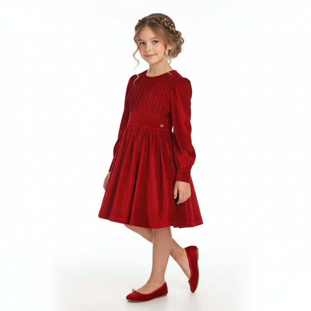 Vestido terciopelo glitter 5528 rojo